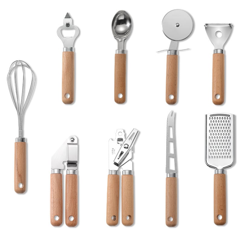 Multifunctional Kitchen Accessories Set with Wooden Handle (CN)