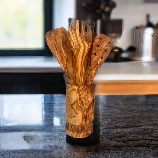 6-Piece Olive Wood Kitchen Utensil Set
