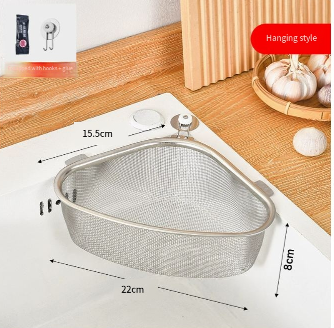 Triangular Stainless Steel Sink Drainer Basket (CN)
