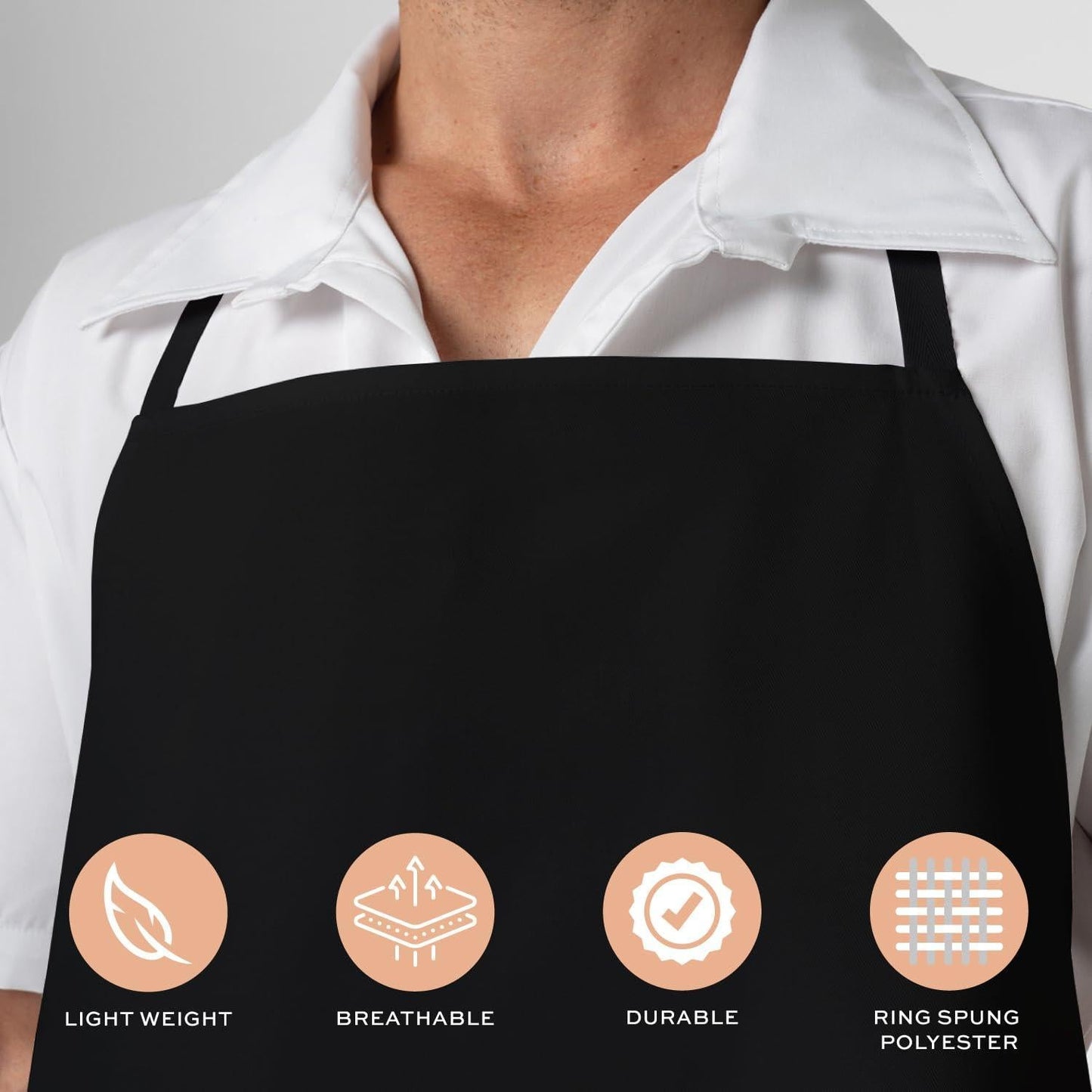 Black Chef Bib Aprons Bulk 12 Pack (US)