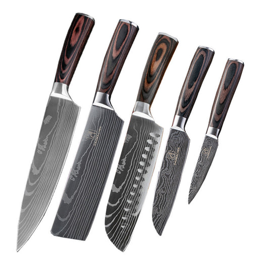 Damascus Style Kitchen Knife Set 