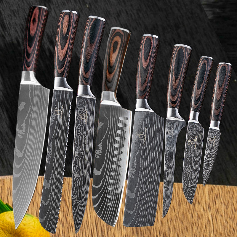 Damascus Style Kitchen Knife Set 