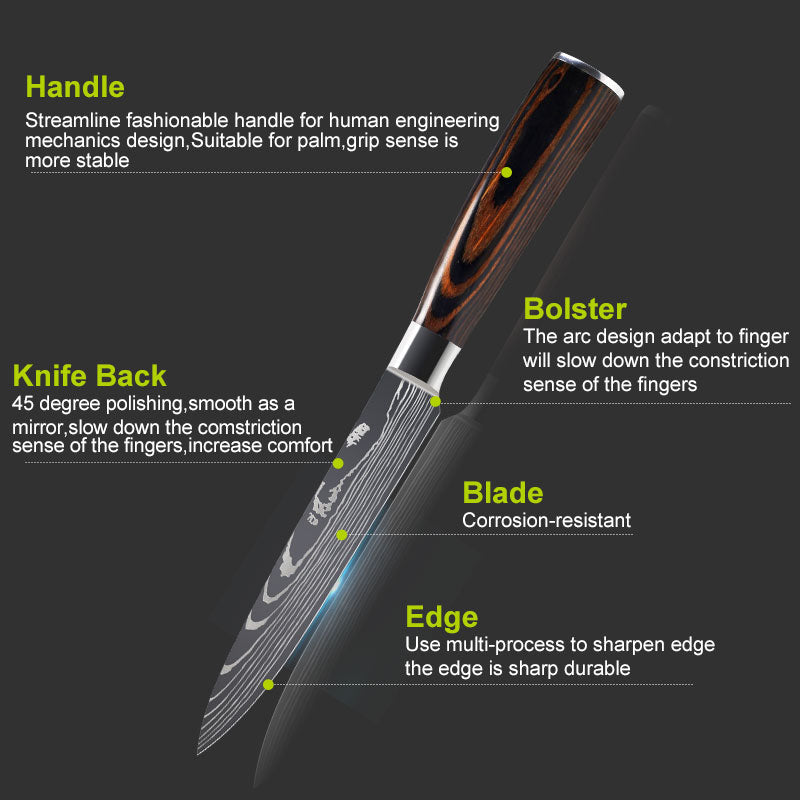 Damascus Style Kitchen Knife Set 