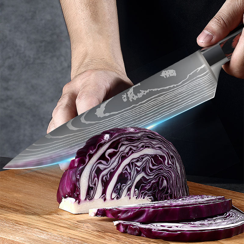 Damascus Style Kitchen Knife Set 