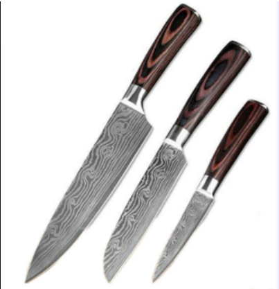 Damascus Style Kitchen Knife Set 