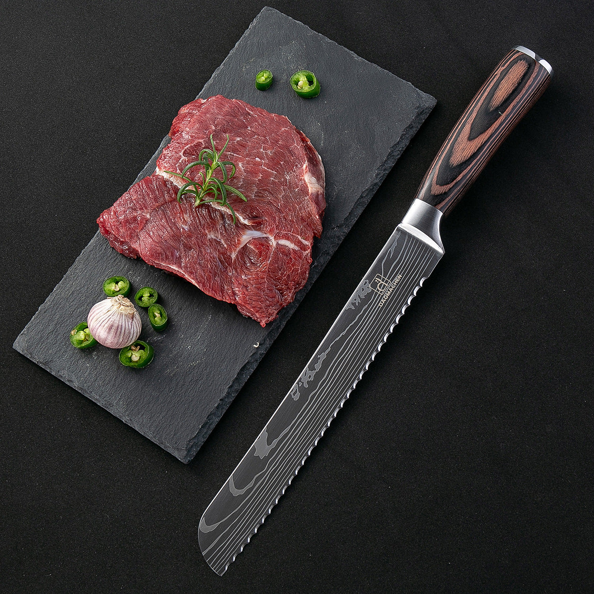 Damascus Style Kitchen Knife Set 