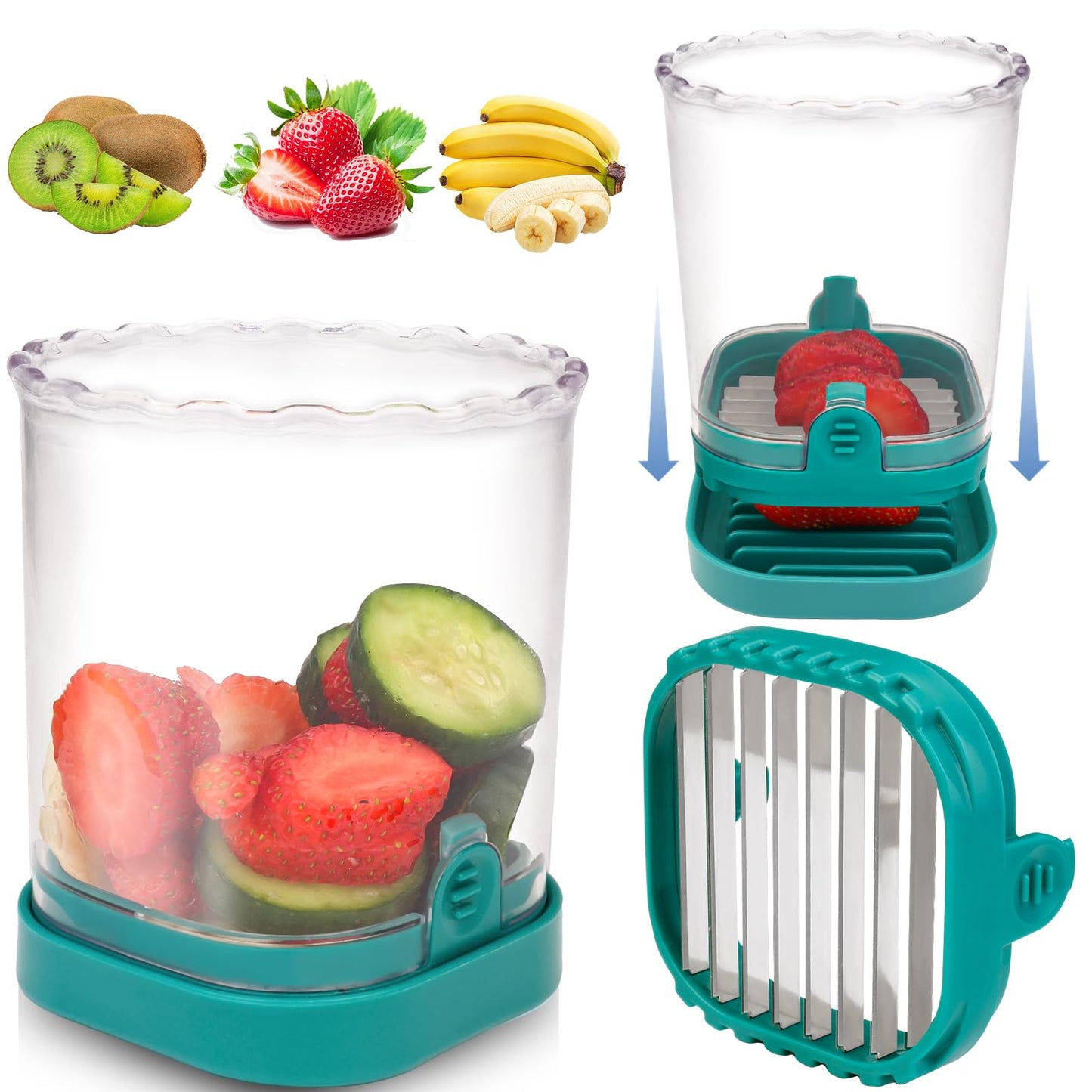 FOWSRHRG Fruit Slicer Cup Kitchen (Dark Blue)