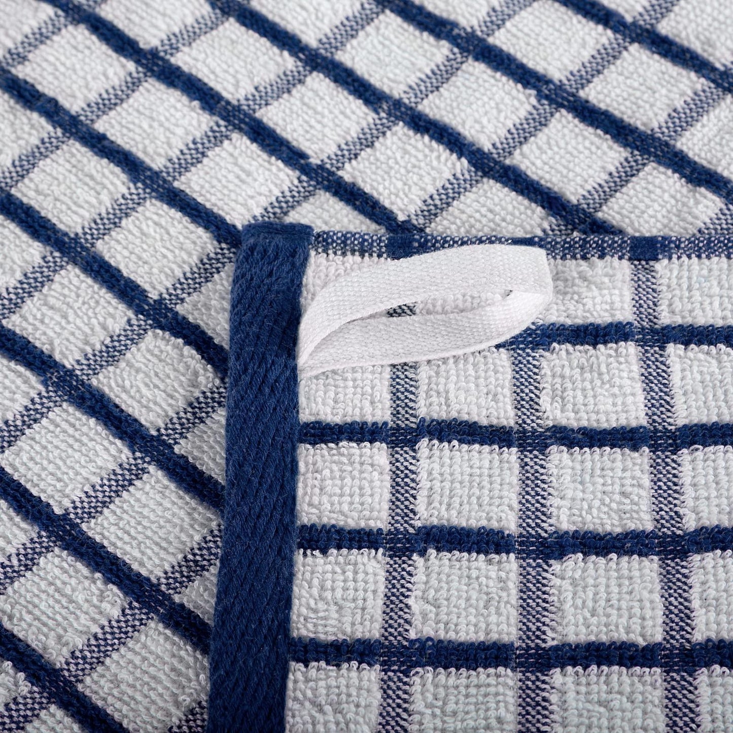 Premium Cotton Kitchen Dish Towels with Hanging Loop – 8 Pack blue (US)