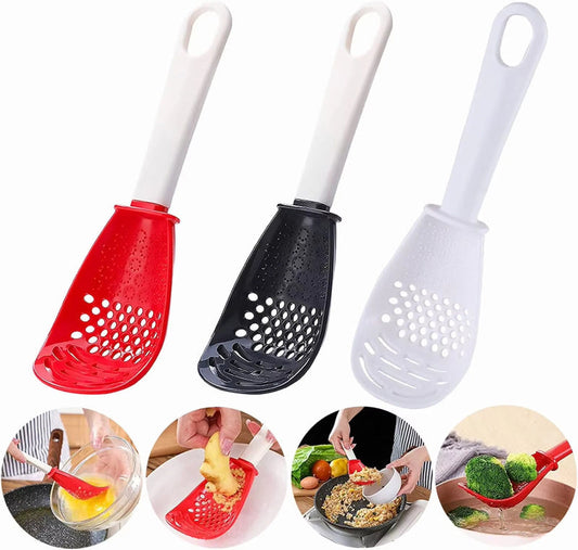 Multi-Function Slotted Grinding & Cooking Spoon (black - Red)