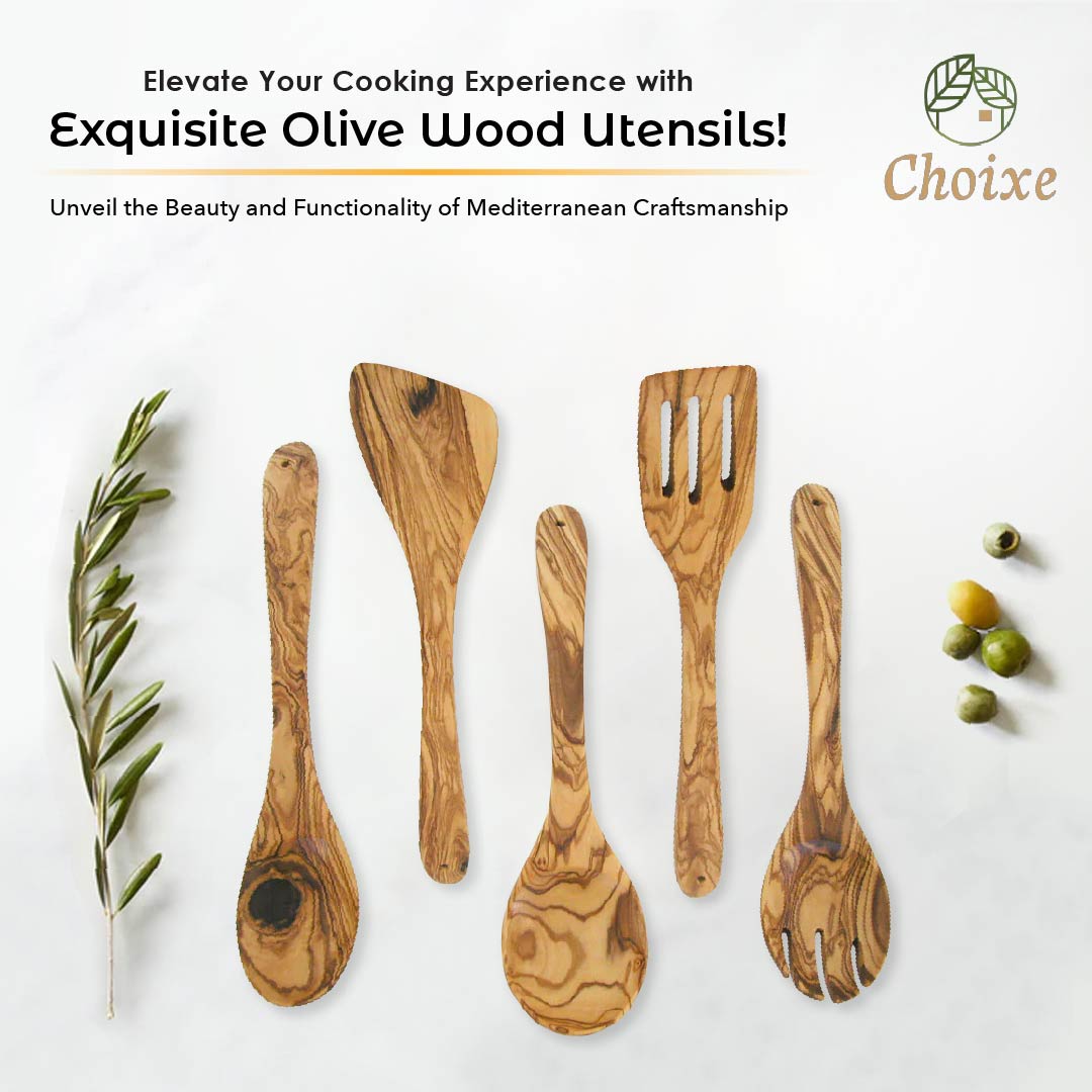 Olive Wood Kitchen Servers Set -5 pcs4